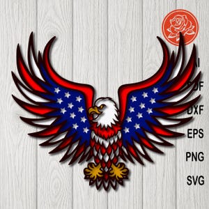 Archivo SVG de corte de papel en capas de águila patriótica para manualidades del 4 de julio con Cricut