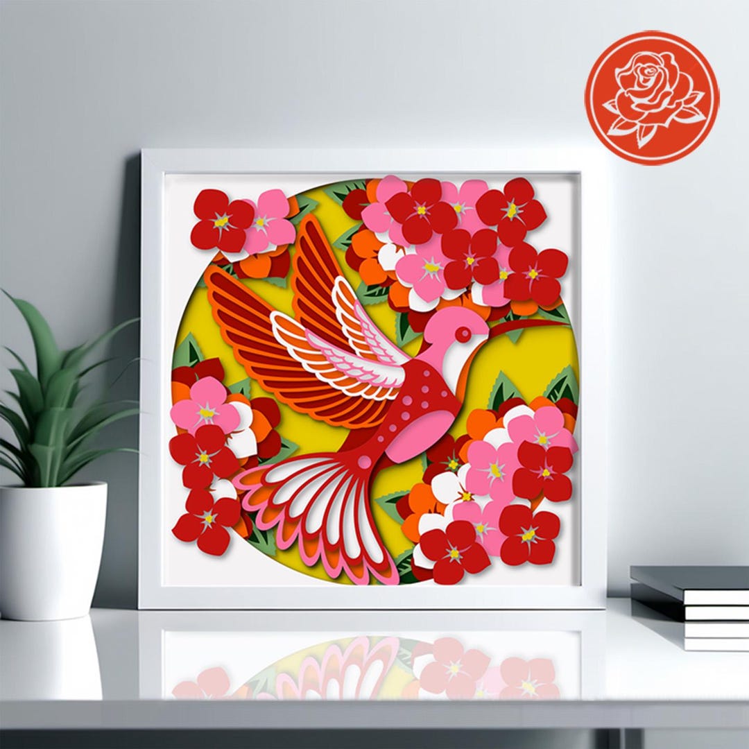 Hummingbird Shadow Box SVG: Layered Paper Cutting Design (digital ...