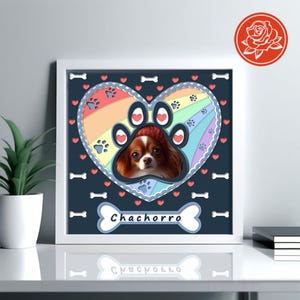 Mémorial de chien Shadowbox SVG couches de papier découpé fichier pour cadeau de perte d'animal de compagnie bricolage et souvenir personnalisé pour honorer les chiens bien-aimés
