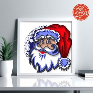 Santa Claus Christmas Shadow Box SVG: 8x8 Papercraft Template (Digital Download)