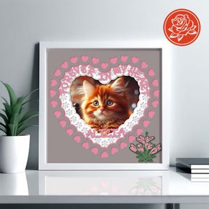 Archivo de corte digital SVG de caja de sombras conmemorativa de gato, regalo de homenaje a la pérdida de una mascota, decoración de papel en capas personalizable