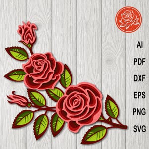 Warstwowa róża svg dla pliku cricut 3D paper flower cut do tworzenia kartek i prezentów