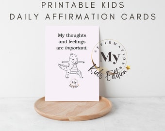 30 Daily Affirmation Cards for Kids, Digital Download, Motivational Cards, Mindfulness Affirmations for Children, Printable Gift Teacher Aid