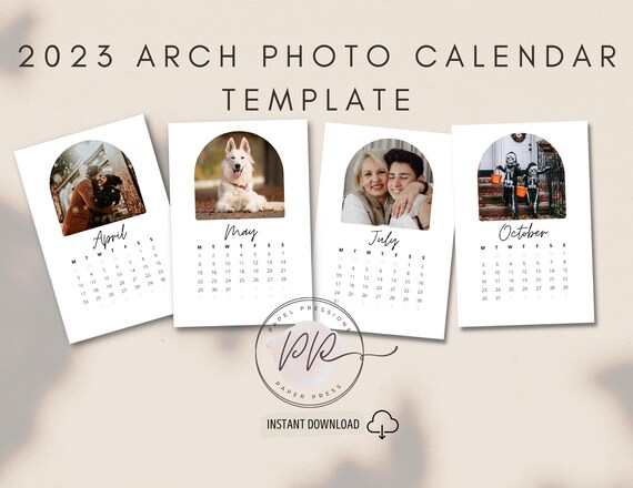 2023 Arch Photo Calendar Template, 2023 Desk Calendar Template, Editable Photo Calendar, Canva Template, Instant Download, Christmas Gift - Etsy