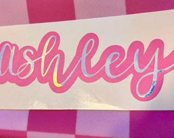 Holographic Name Vinyl Decal: Personalized Custom Sticker