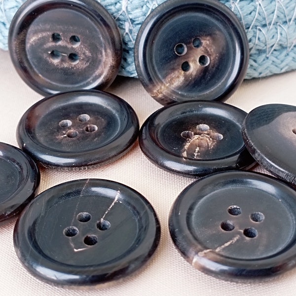 25 MM, 1", schwarzer Blazerknopf, zweifarbig, Westenknopf, Knöpfe für Strickjacke - Knöpfe zum Stricken - Marmorknöpfe - Pulloverknöpfe