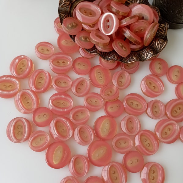 1970's -80's Buttons, Antique Buttons, Peach Color Vintage Buttons, Old Buttons, 18mm-14 mm, oval-looking