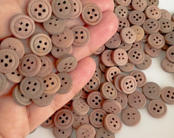 12 mm- 20 psc wooden Buttons, Mink Brown Buttons, Small Buttons, Light Brown Coffe, Raund Buttons, 2 holes , Sewing Buttons,