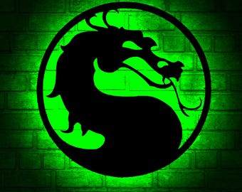 mortal kombat-Drache-LED-Wand-Kunst: RGB-Farbwechsel Licht, benutzerdefinierte Wandstatue