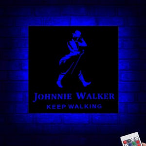Johnnie Walker LED Wall Art: RGB Color Changing Bar Decor