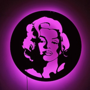 Marilyn Monroe Lighted Up Wall Art, RGB Led 16 COLORS W/REMOTE Control Wooden Wall Decor, HomeDecor,BirthdayGifts,