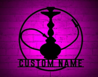 Custom Shisha Hookah Wall Art with RGB Color Changing Led, Wood Wall Decor, RGB Lights, Home Decor, Birthday Gift
