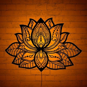 Mandala Lotus Flower Lighted-up Wall Art with RGB Color Changing Led, Wood Wall Decor, RGB Lights, Home Decor, Birthday Gift