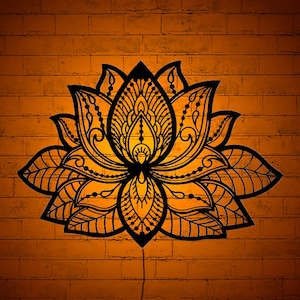 Mandala Lotus Flower Lighted-up Wall Art with RGB Color Changing Led, Wood Wall Decor, RGB Lights, Home Decor, Birthday Gift