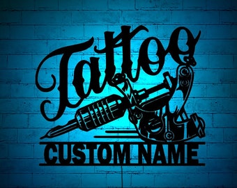 Custom Tattoo Wall Art with RGB Color Changing Led, Wood Wall Decor, RGB Lights, Home Decor, Birthday Gift