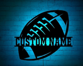 Custom Ball Football Wall Art with RGB Color Changing Led, Wood Wall Decor, RGB Lights, Home Decor, Birthday Gift