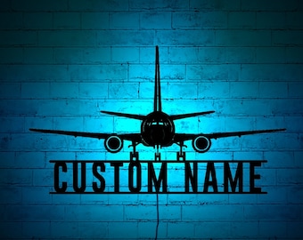 Custom Airplane Wall Art with RGB Color Changing Led, Wood Wall Decor, RGB Lights, Home Decor, Birthday Gift