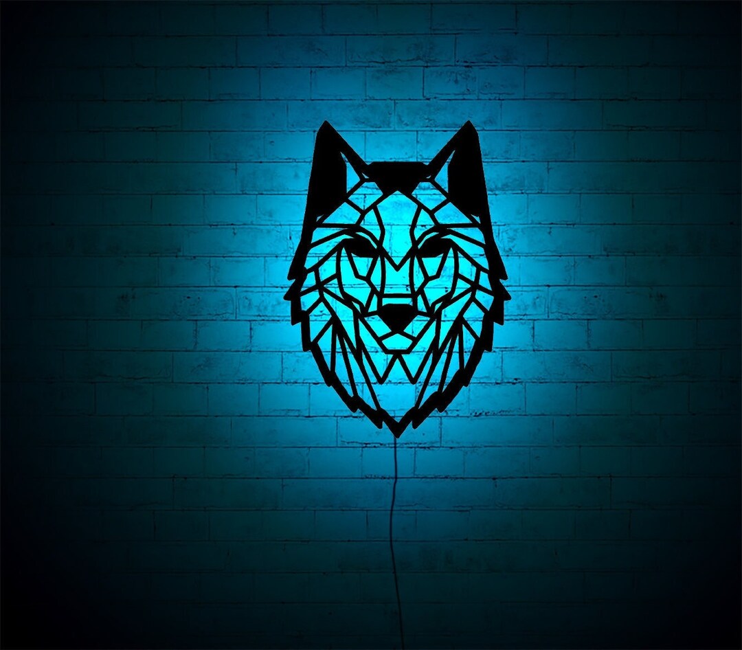 Rgb Wolf Geometric Wolf Wood Wall Art: RGB Color Changing LED Light - Etsy