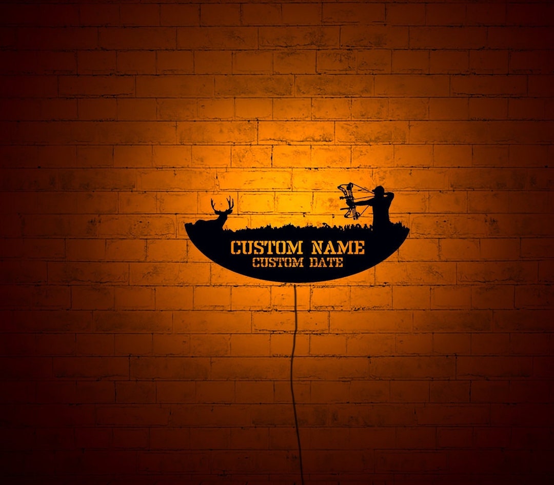 Personalized Bow Hunter Deer Lighted-up Wallart With RGB Color ...