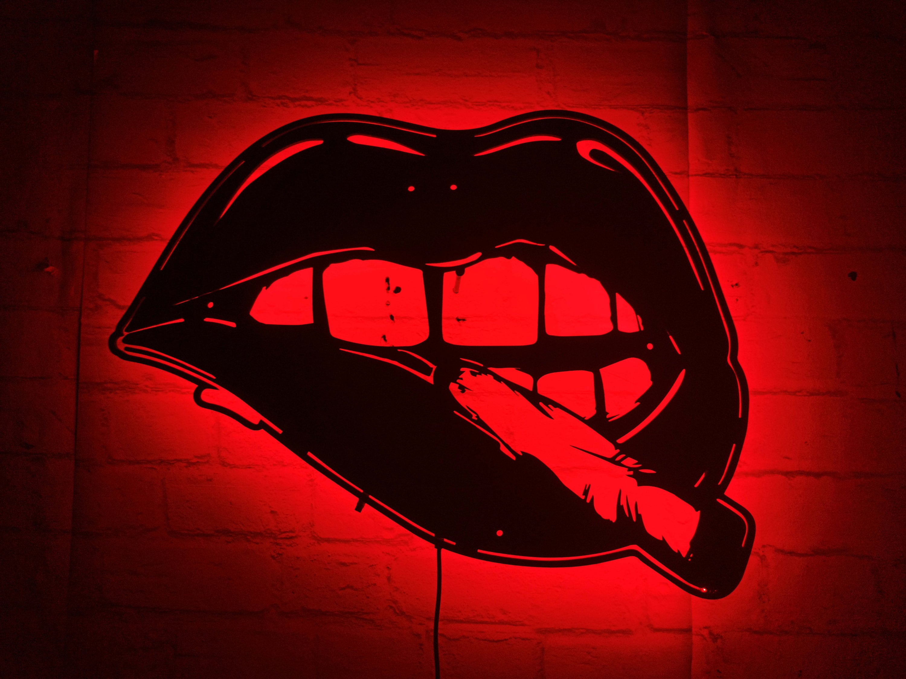 Led Wire Lips RGB LED Lips Wall Art: Wooden Decor With Remote - Etsy