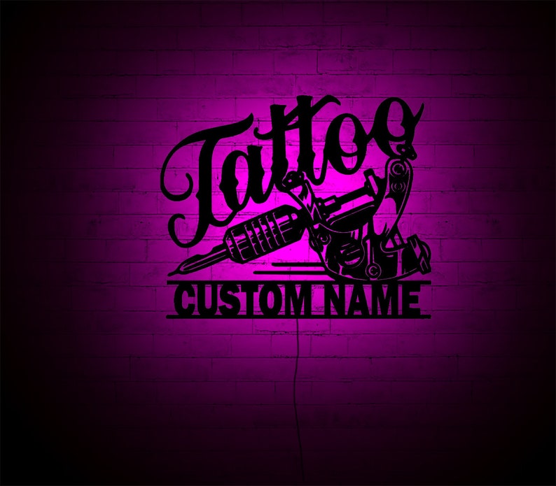 Custom Tattoo Wall Art with RGB Color Changing Led, Wood Wall Decor, RGB Lights, Home Decor, Birthday Gift image 7