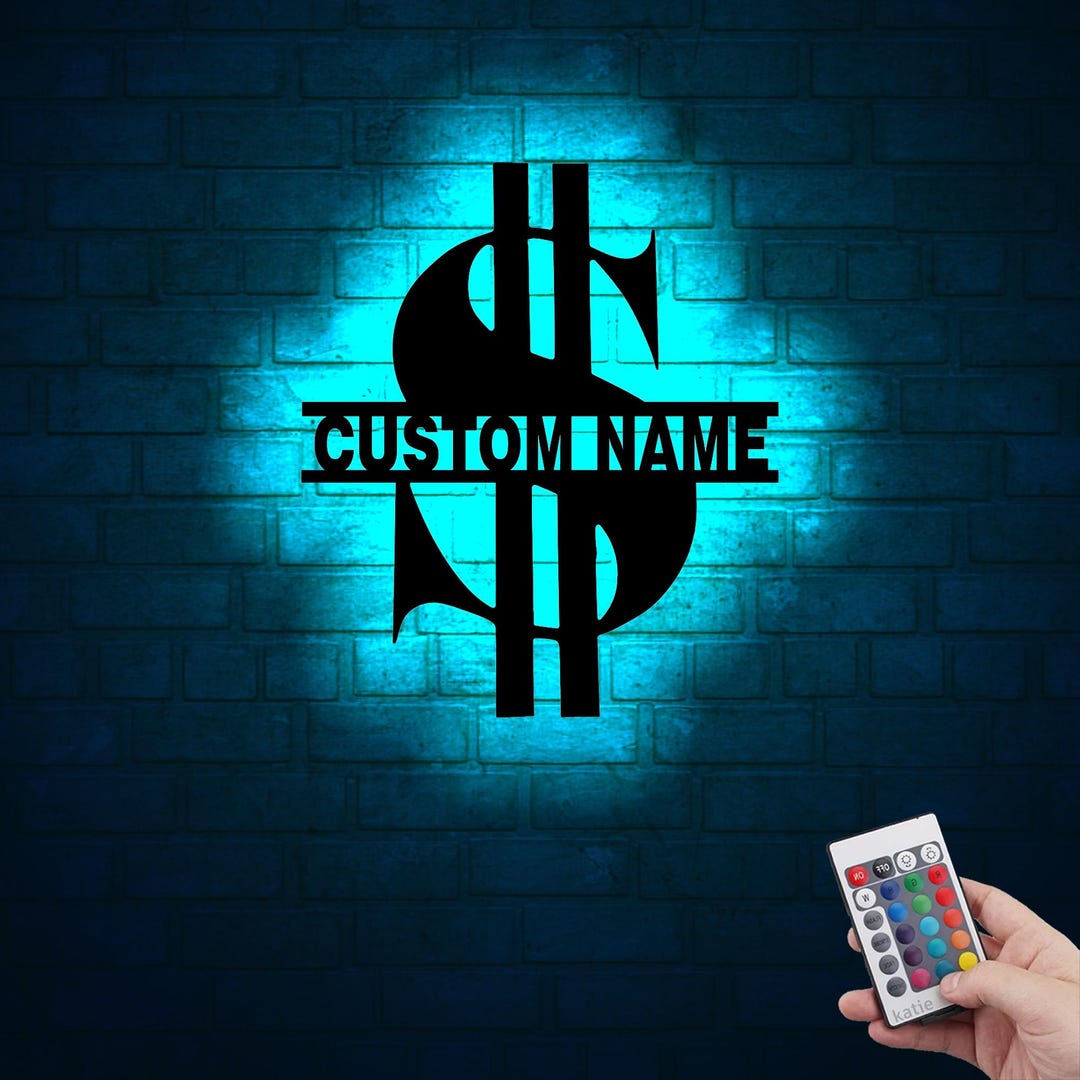 Personalized Dollar Sign LED Name Sign – Money Wall Decor – Custom ...