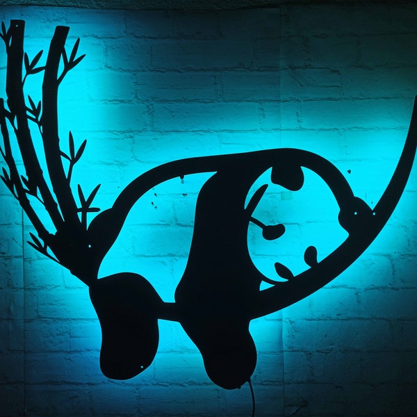 Panda Bamboo iluminado arte de la pared, RGB LED 16 COLORES CON control remoto decoración de la pared de madera, decoración del hogar, cumpleaños