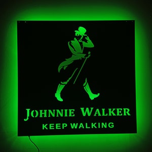 Johnnie Walker Lighted Up Wall Art, RGB Led 16 COLORS W/REMOTE Control Wooden Wall Decor, HomeDecor,BirthdayGifts,