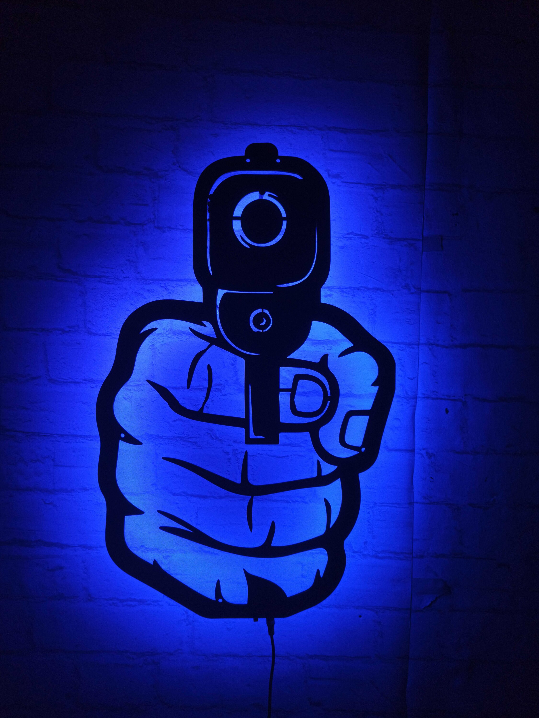 RGB LED Gun Wall Art, Color Changing Wood Decor - Etsy