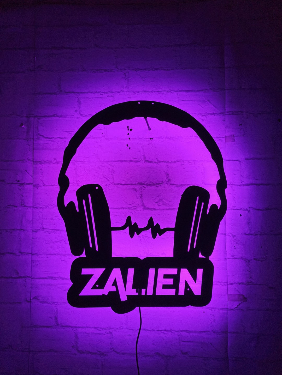 Personalized Dj Headphones Wallart W/ RGB Light Changing Led,sound