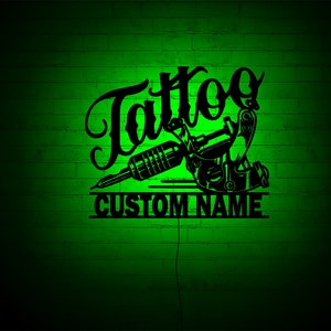 Custom Tattoo Wall Art with RGB Color Changing Led, Wood Wall Decor, RGB Lights, Home Decor, Birthday Gift image 2