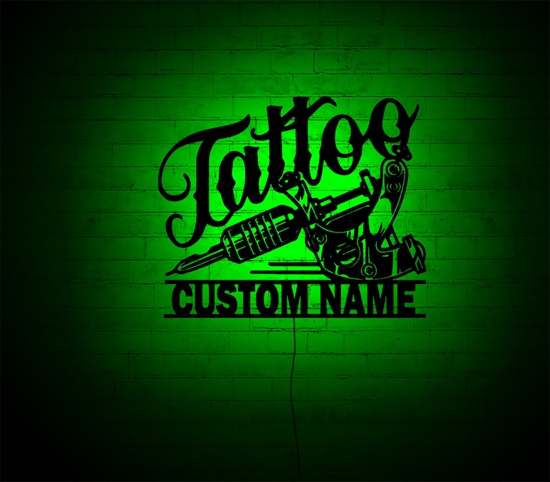 Custom Tattoo Wall Art with RGB Color Changing Led, Wood Wall Decor, RGB Lights, Home Decor, Birthday Gift image 2