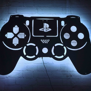 PS Console Game  Lighted Up Wall Art with RGB Color Changing Led, Wood Wall Decor, RGB Lights, Home Decor, Birthday Gift,personalized gifts