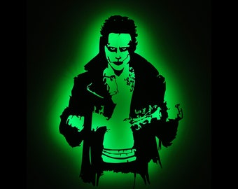 Joker Lighted Up Wall Art, RGB Led 16 COLORS W/REMOTE Control Wooden Wall Decor, HomeDecor,BirthdayGifts,personalized gifts,