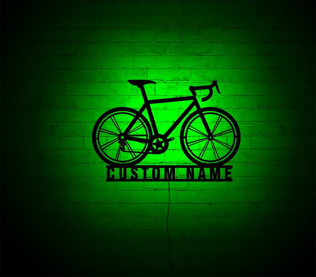 Custom Road Bike Wall Art With RGB Color Changing Led Wood Etsy