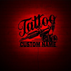 Custom Tattoo Wall Art with RGB Color Changing Led, Wood Wall Decor, RGB Lights, Home Decor, Birthday Gift image 3