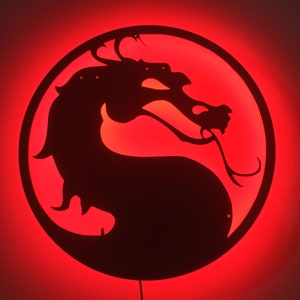 Mortal Combat lighted-up WallArt with RGB Color Changing Led, Mortal Combat Wall art, Mortal Combat rgb neon sign, Mortal Combat light decor