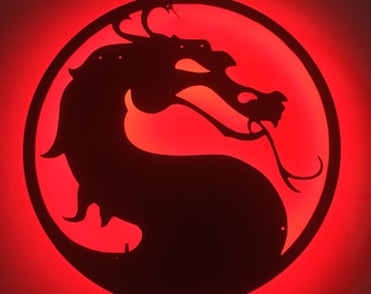 Mortal Combat lighted-up WallArt with RGB Color Changing Led, Mortal Combat Wall art, Mortal Combat rgb neon sign, Mortal Combat light decor