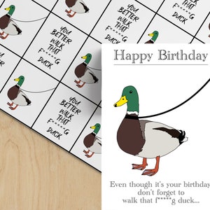 Walk That Duck Geburtstagskarte und Geschenkpapier Set | Zensierter schwarzer Text | Rupaul's Drag Race Anetra Talent Show | Staffel 15 | LGBT