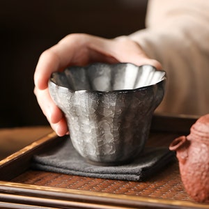 8 Designs - Silver Crackle Glazed Chinese Tea Cups, Handmade Ceramic Cup, Unique Japanese Tea Cup, Small Vintage Teacup