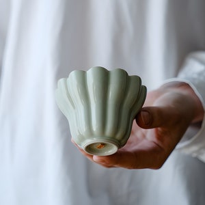 Ceramic Tea Cup, Chinese Tea Cups, Handmade Japanese Flower Shape Teacup 100ml