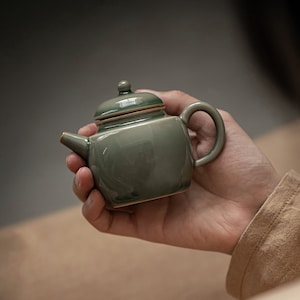 Mini Celadon Teapot, Handmade Porcelain Ceramic Kettle, Small Cute Tea Pot, Chinese Tea Ceremony Serving Pot