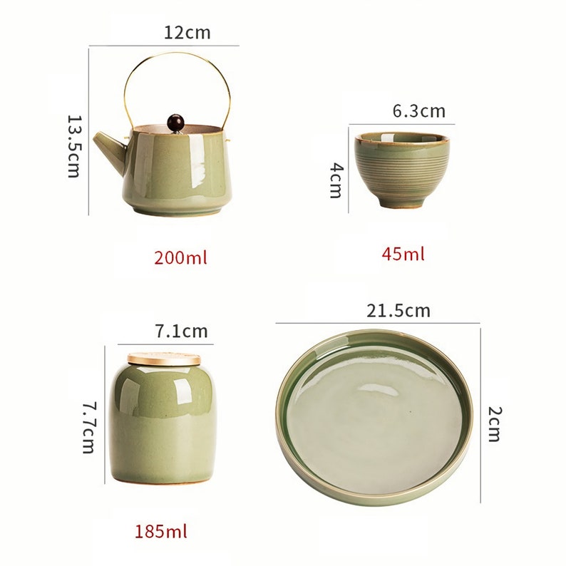 Ceramic Japanese Teapot Set Chinese Tea Set With Tea Tray Etsy