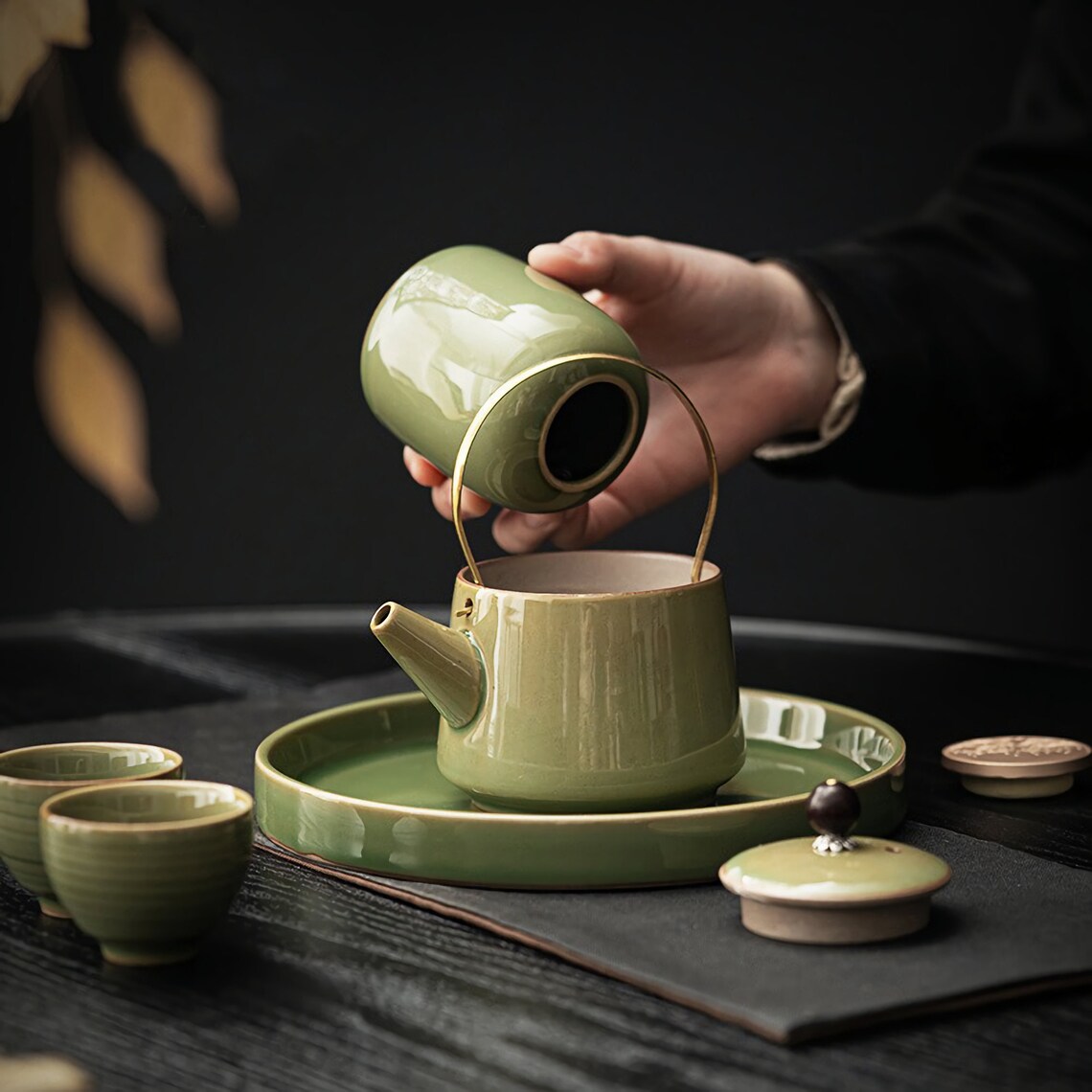 Ceramic Japanese Teapot Set Chinese Tea Set With Tea Tray Etsy