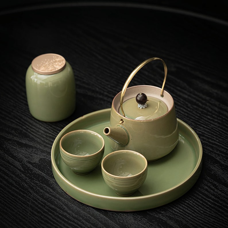 Ceramic Japanese Teapot Set Chinese Tea Set With Tea Tray Etsy
