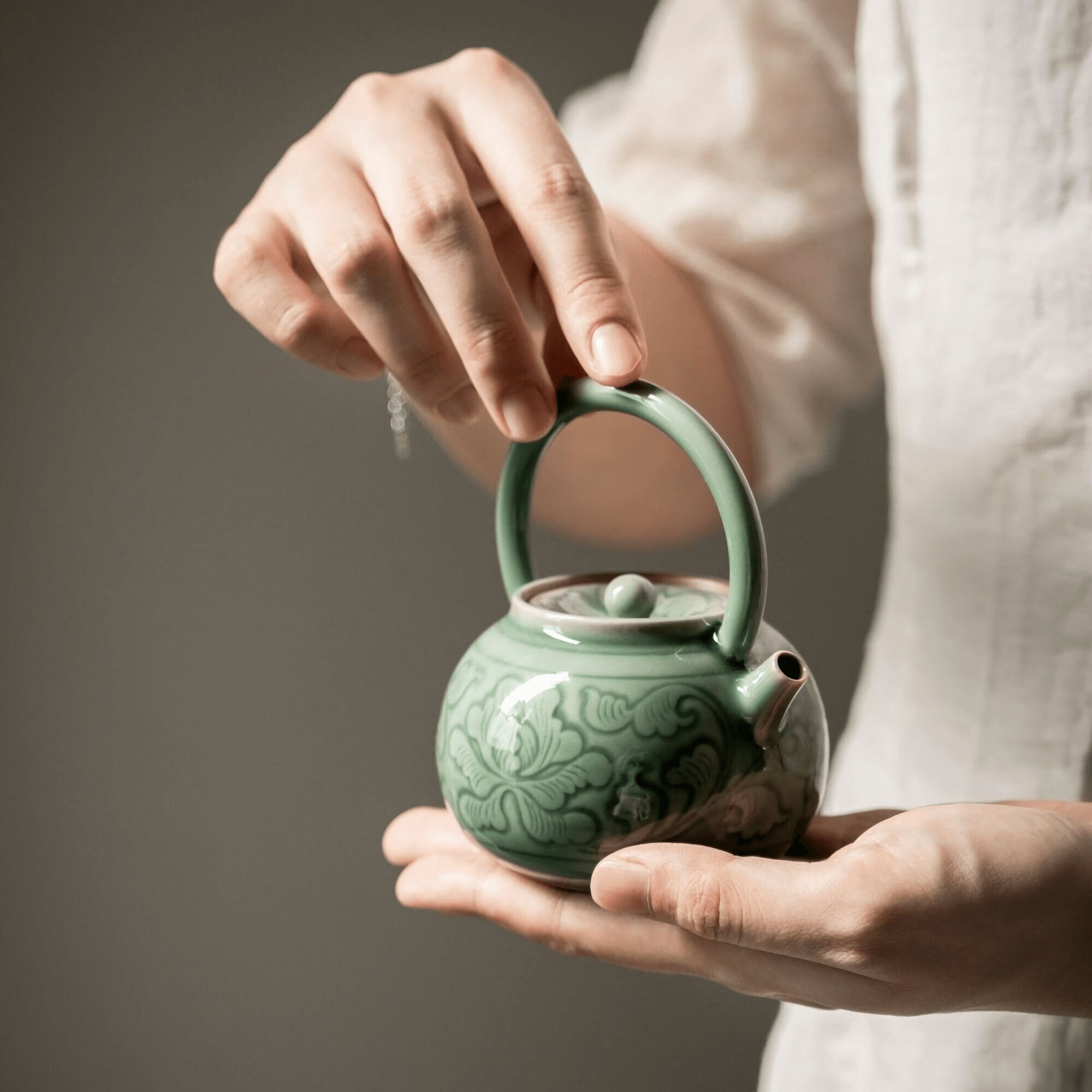 Japanese Green Teapot Tea Kettle Pot Single Serve Small Miniature Glass  Japan