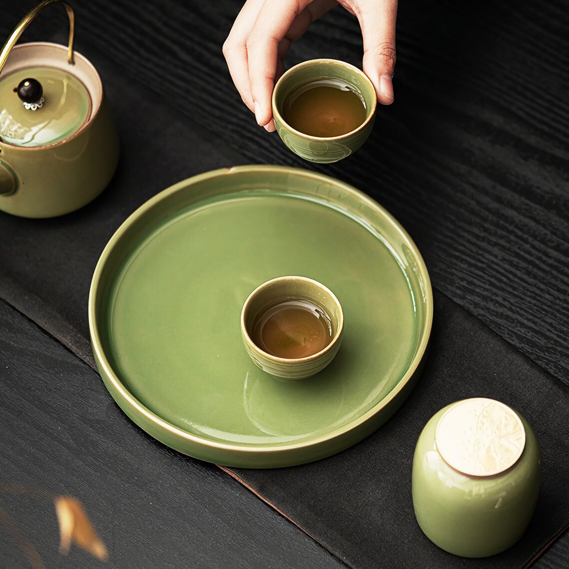 Ceramic Japanese Teapot Set Chinese Tea Set With Tea Tray Etsy