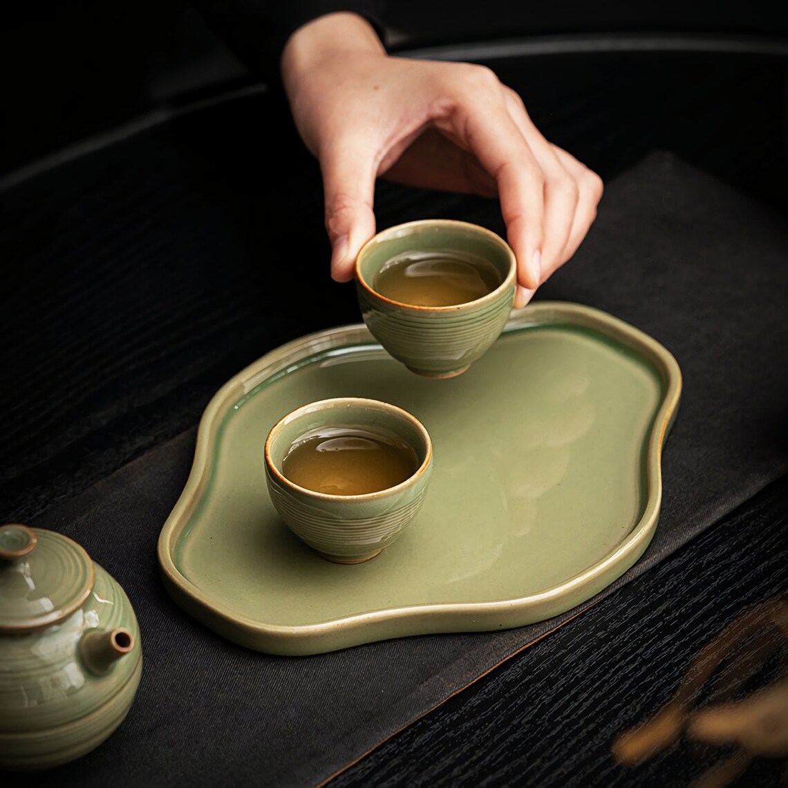 Japanese Tea Set Ceramic Teapot Set Tea Pot With Tea Tray Etsy