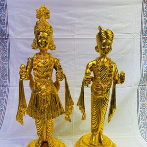 Brass Swaminarayan Aksharpurshottam Statue made in pure brass gold polish , Ghanshyam Bhagwan Murti