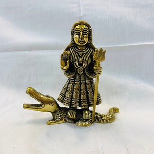 Brass Khodiyar Mata Statue – Hindu Goddess Idol, 5&quot; Brass Figurine, Indian Spiritual Home Decor, Religious Gift for Meditation & Prayer